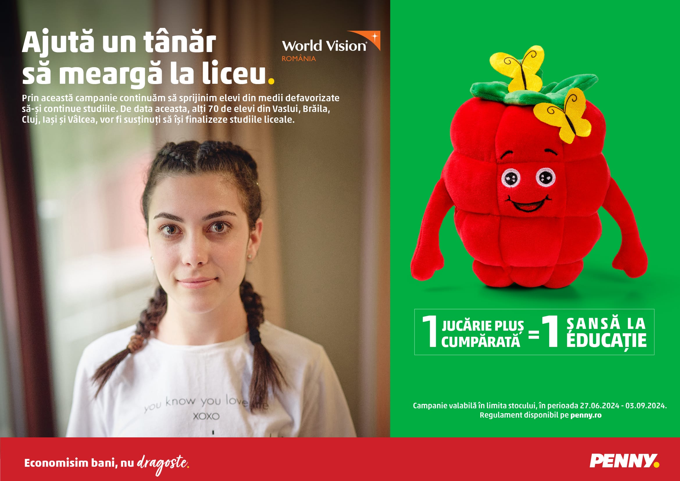PENNY și World Vision România lansează o nouă campanie de loializare și continuă programul „Vreau în clasa a 9-a”
