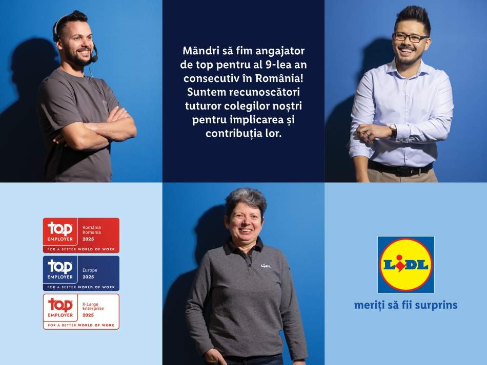 Pentru al nouălea an consecutiv, Lidl România este Angajator de Top și obține certificarea Top Employer 2025