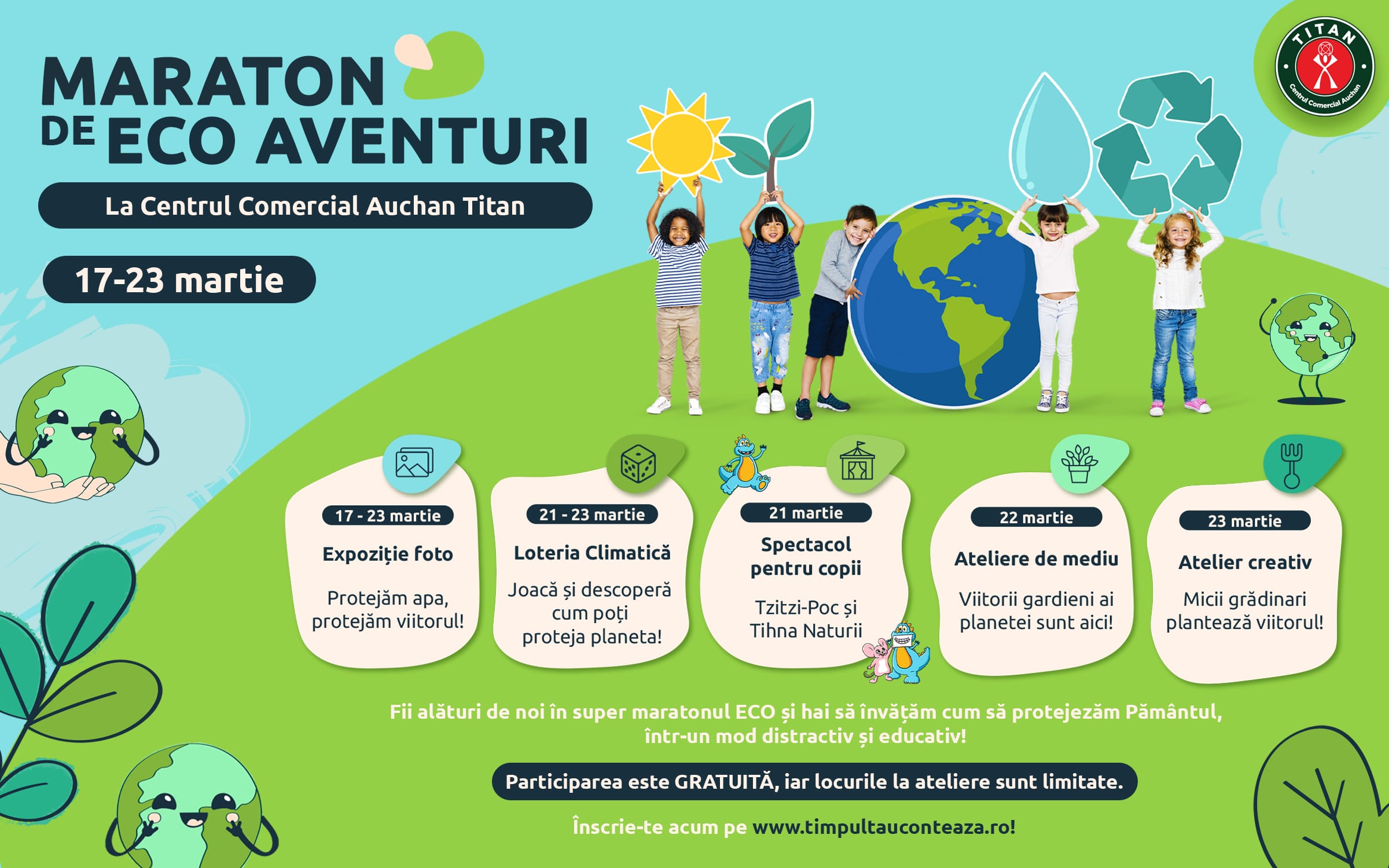 Maraton de ECO Aventuri la Centrul Comercial Auchan Titan. Descoperim, ne jucăm, protejăm natura!