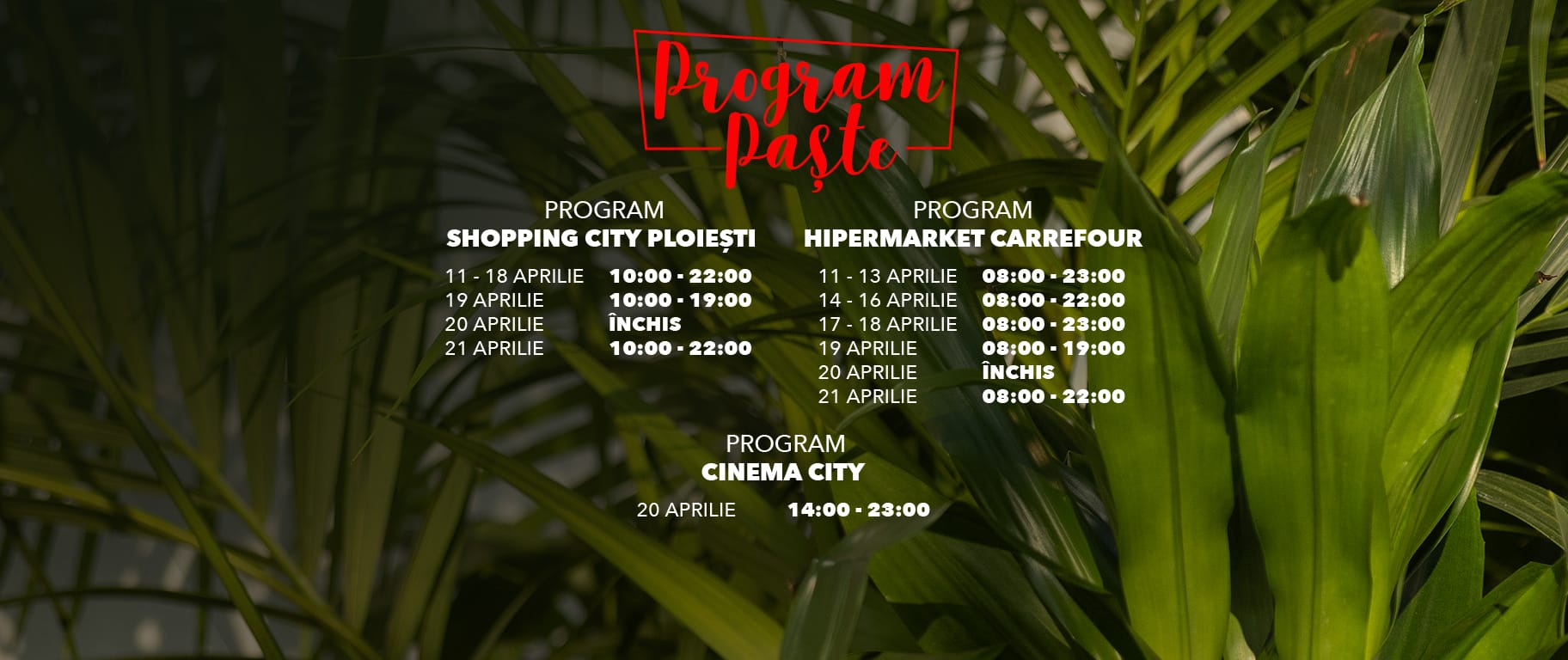 Shopping City Ploiești întâmpină Paștele cu un program special și vouchere cadou pentru cumpărături