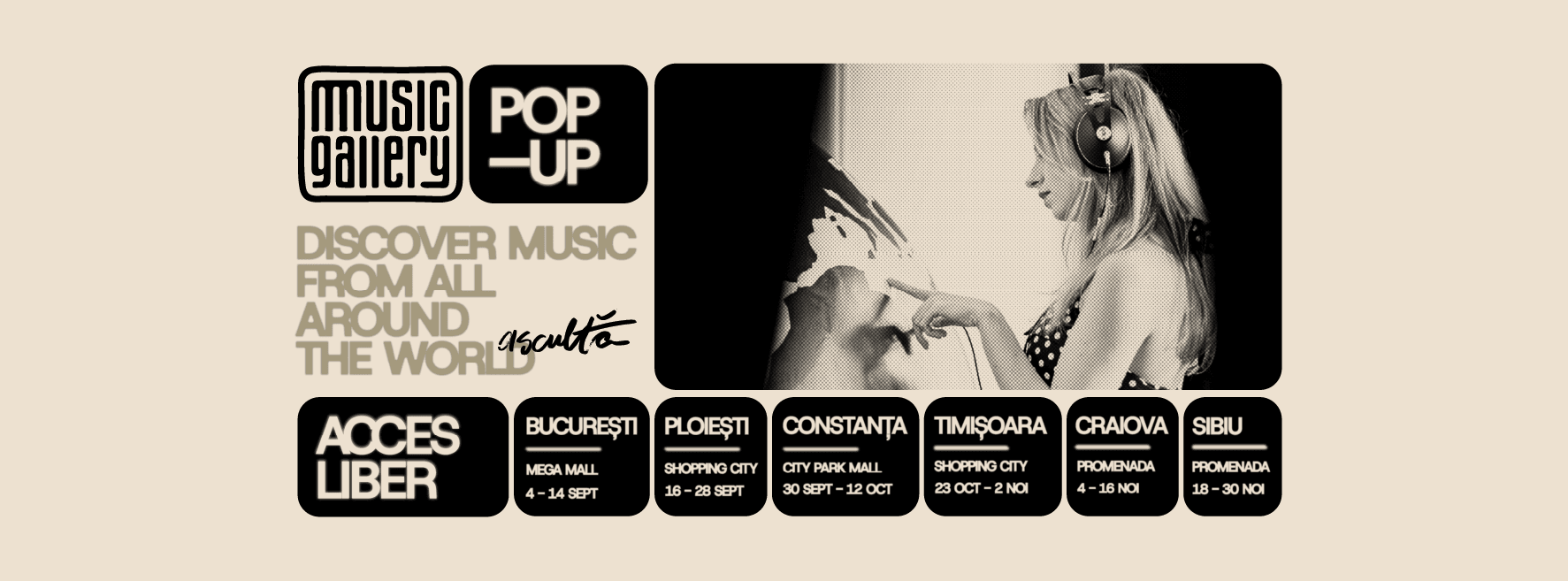 Music Gallery: singura expoziție dedicată muzicii din România pornește în turneu în 6 orașe din țară. Prima oprire: Mega Mall din București