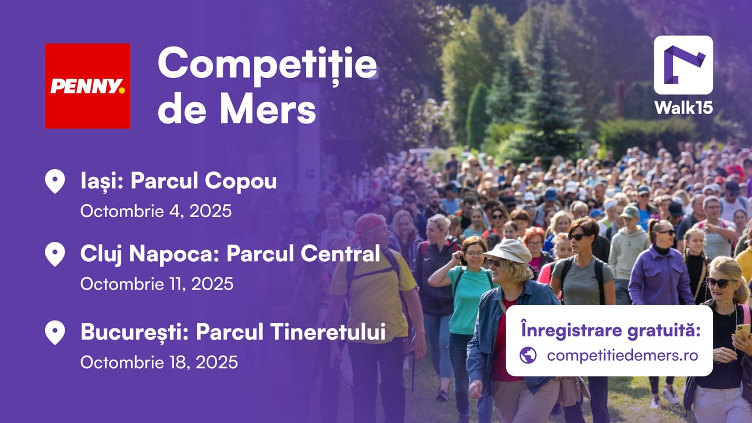 Competiția de mers organizată de PENNY și Walk15 ajunge în Iași, Cluj-Napoca și București