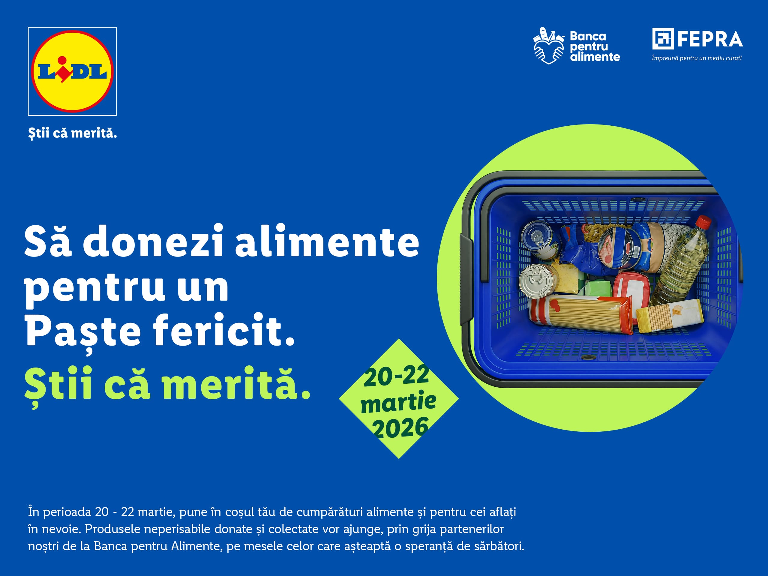 Între 20 și 22 martie, Lidl invită clienții să se alăture colectei de alimente din magazinele sale