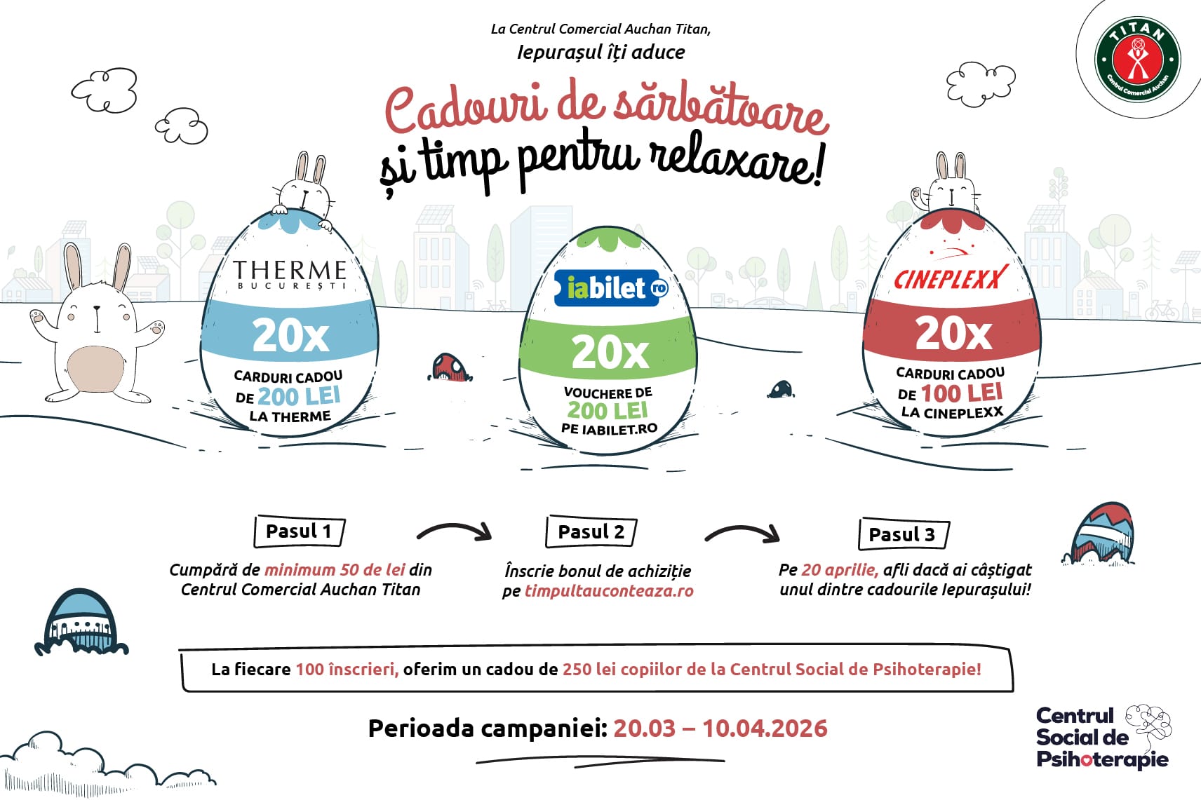 Până pe 10 aprilie, iepurașul vine cu premii și fapte bune la Centrul Comercial Auchan Titan Până pe 10 aprilie, iepurașul vine cu premii și fapte bune la Centrul Comercial Auchan Titan