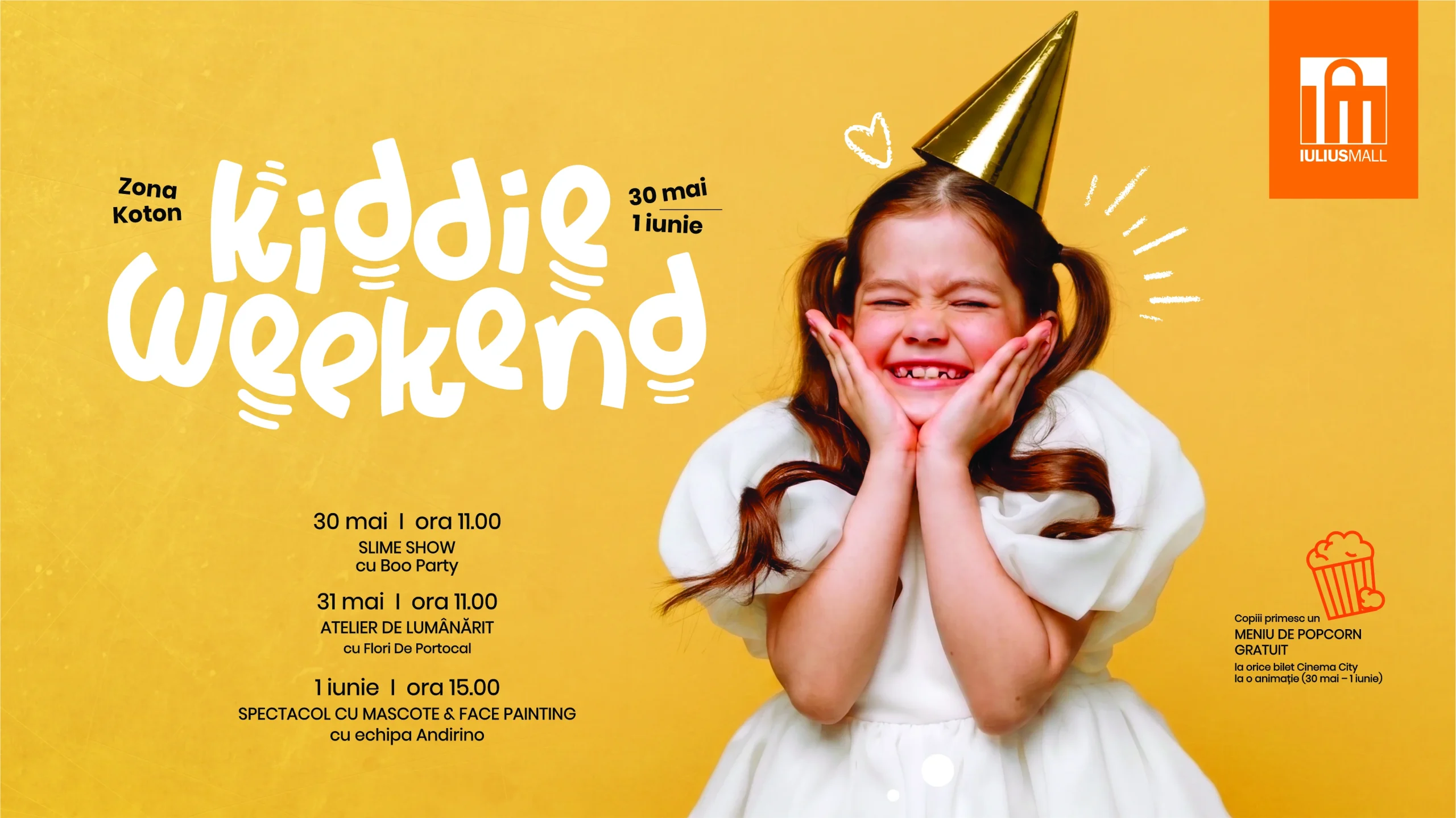 Iulius Mall Iași organizează „Kiddie Weekend”: Trei zile pline de activități interactive și distracție, de 1 Iunie
