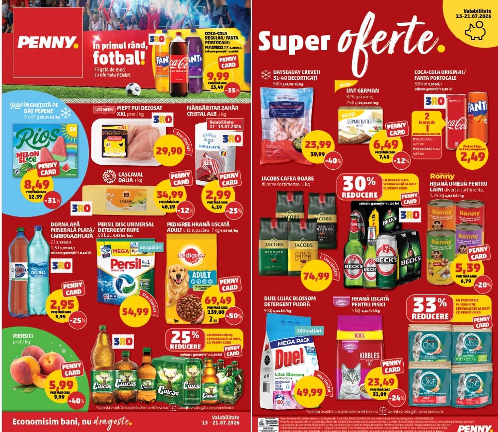 PENNY România: săptămâna ofertelor XXL, produse TripluRO și prospețime de sezon în perioada 15 – 21 iulie 2026