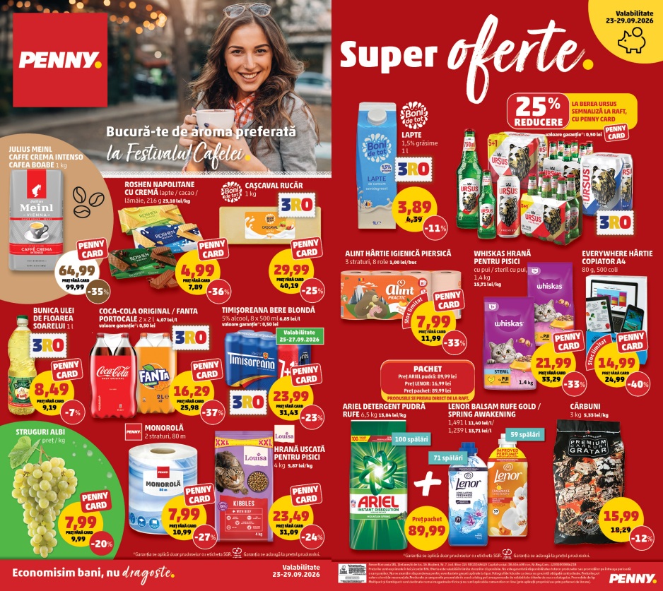 PENNY România: Festivalul Cafelei, produse 3RO și oferte speciale în perioada 23-29 septembrie 2026